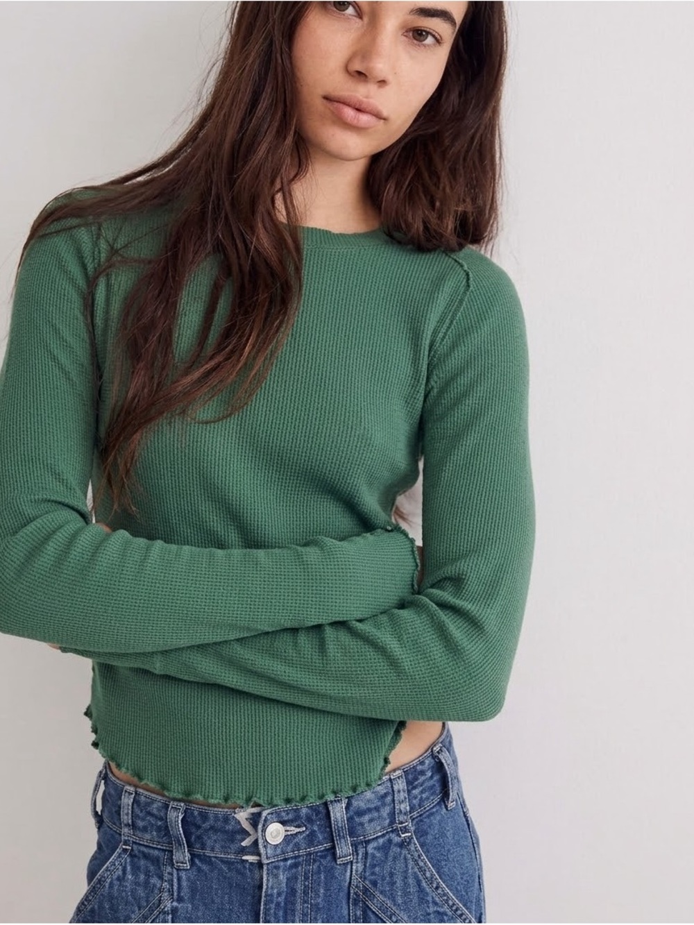 We The Free Easy Does It Long Sleeve Tee- Uncut Emerald NWOT!